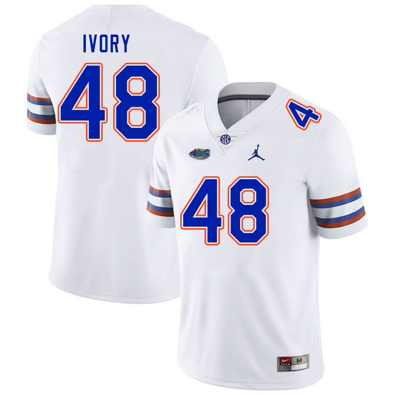 Men #48 Quincy Ivory Florida Gators College Football Jerseys Stitched Sale-White - Click Image to Close